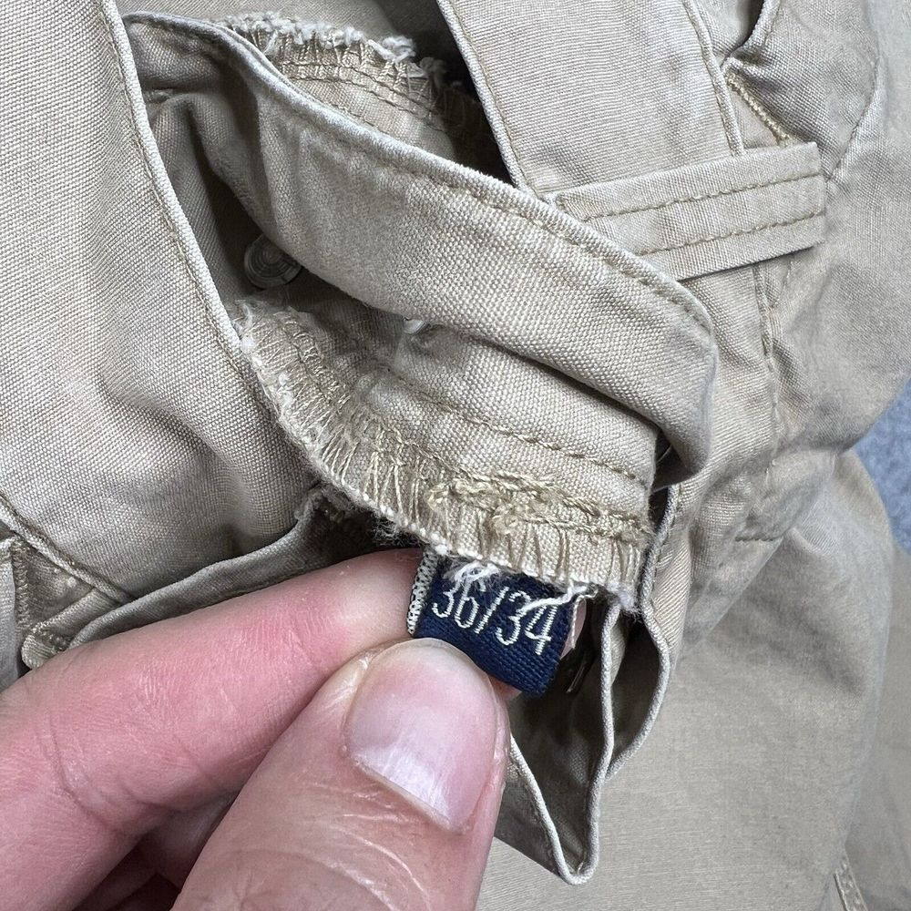 Vintage Polo Sport Ralph Lauren Pants Mens 36x34 Beige 90s Button Fly Workwear - Picture 14 of 16